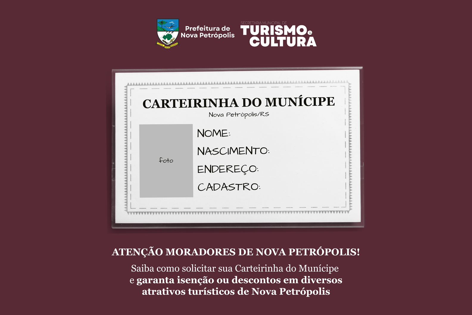 Carteirinha do Munícipe garante descontos e isenções em atrativos turísticos de Nova Petrópolis